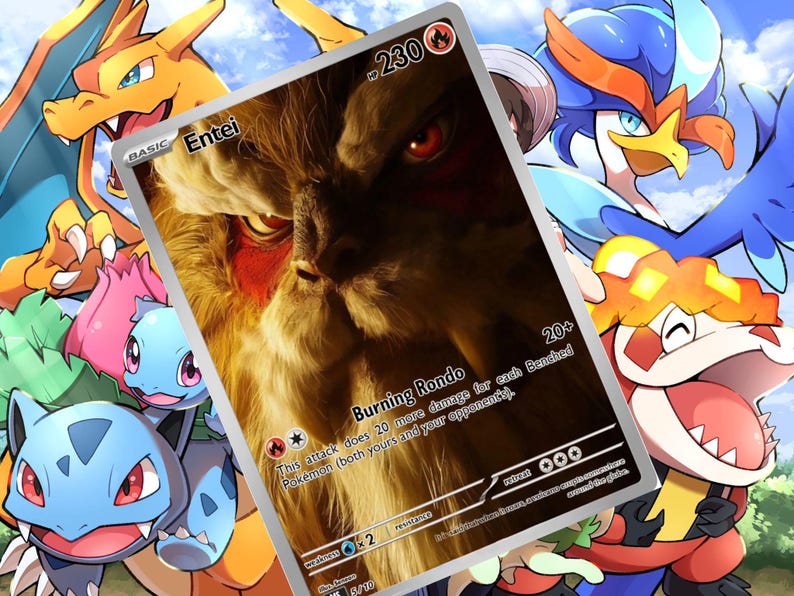 Entei V Ex Gx Vstar Pokemon Custom Card Holographic - Etsy