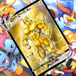 Tarjeta personalizada holográfica de Pokémon Pikachu Vmax fornido