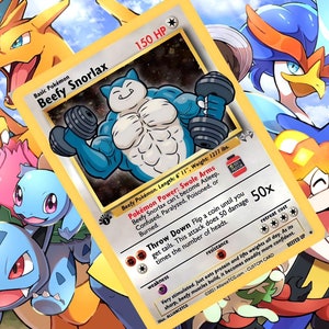 Carta personalizada de Pokémon Beefy Snorlax V gx vstar ex holográfica