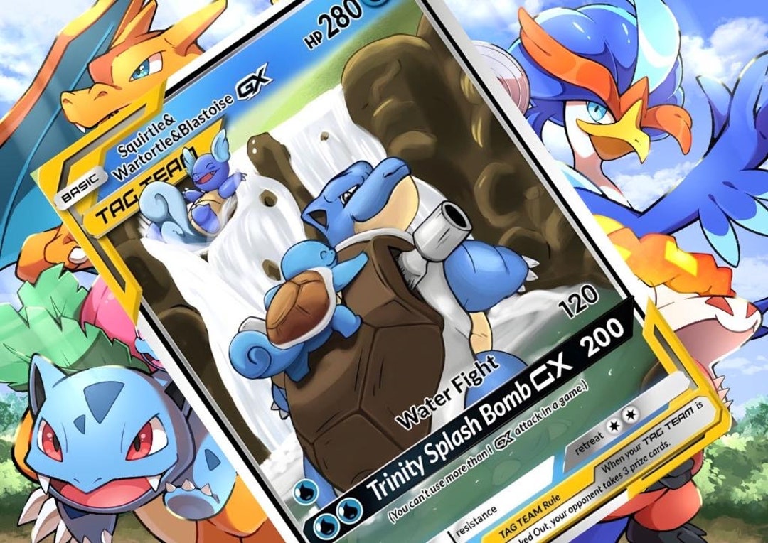 Squirtle Wartartle Blastoise Tagteam V Gx Vstar Pokemon Custom Card  Holographic - Etsy