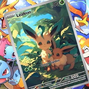 Carte Pokémon personnalisée holographique Leafeon V ex gx vstar