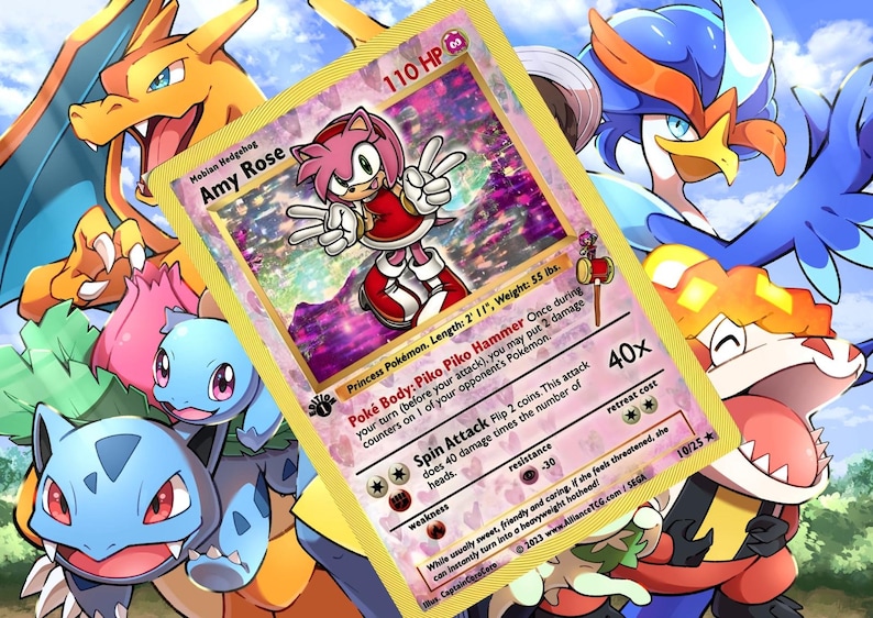 Amy Rose Pokemon Custom Card Holographic - Etsy