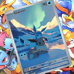 Carte Pokémon personnalisée holographique Glaceon V ex gx vstar