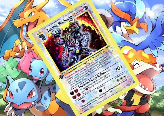 Zombie Machamp Gx Vmax pokemon custom card holographic