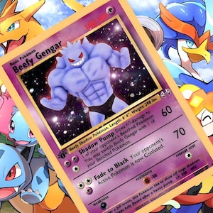 Beefy Gengar Vmax pokemon carte personnalisée holographique