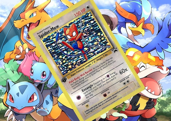Spider Mew pokemon custom card holographic
