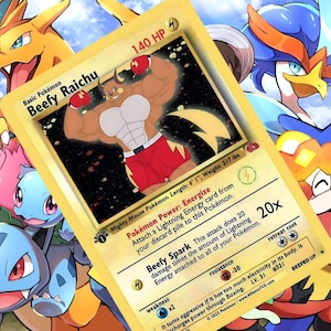Beefy Raichu Vmax pokemon carte personnalisée holographique
