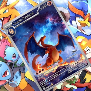 Carte Pokémon personnalisée holographique Dracaufeu Cosmique V ex gx vstar