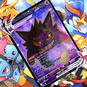 Cartão personalizado Pokémon Shadow Gengar Vmax Gx holográfico