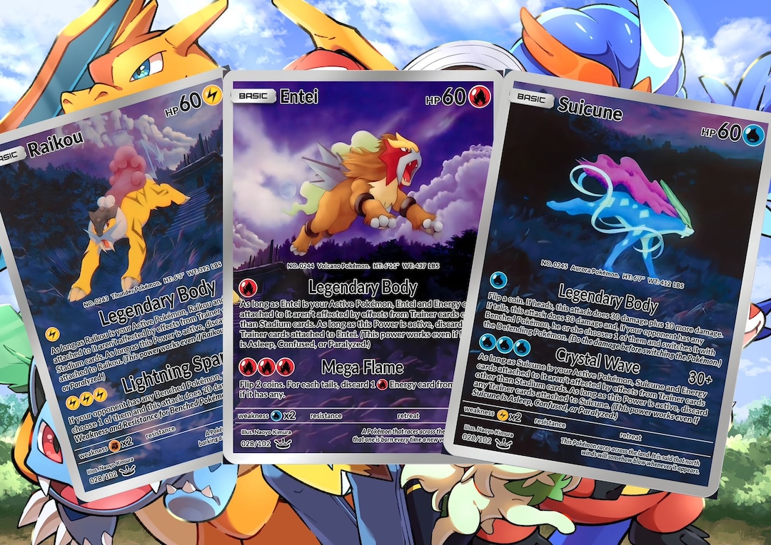 Buy Raikou Suicune Entei Gx V Vstar Pokemon Custom Card