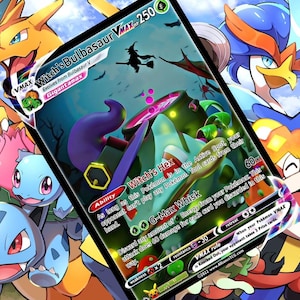 Carte personnalisée Pokemon Bulbasaur Vmax de la sorcière holographique
