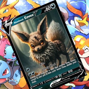 abandoned pokemon cards Abandoned Eevee V Ex Gx Vstar Pokemon Custom Card Holographic