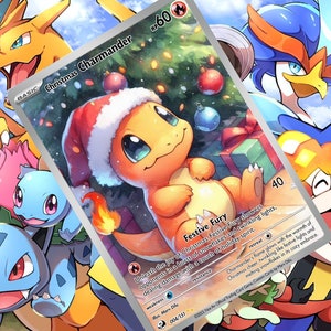 Kerstmis Charmender V ex gx vsstar pokemon aangepaste kaart holografisch