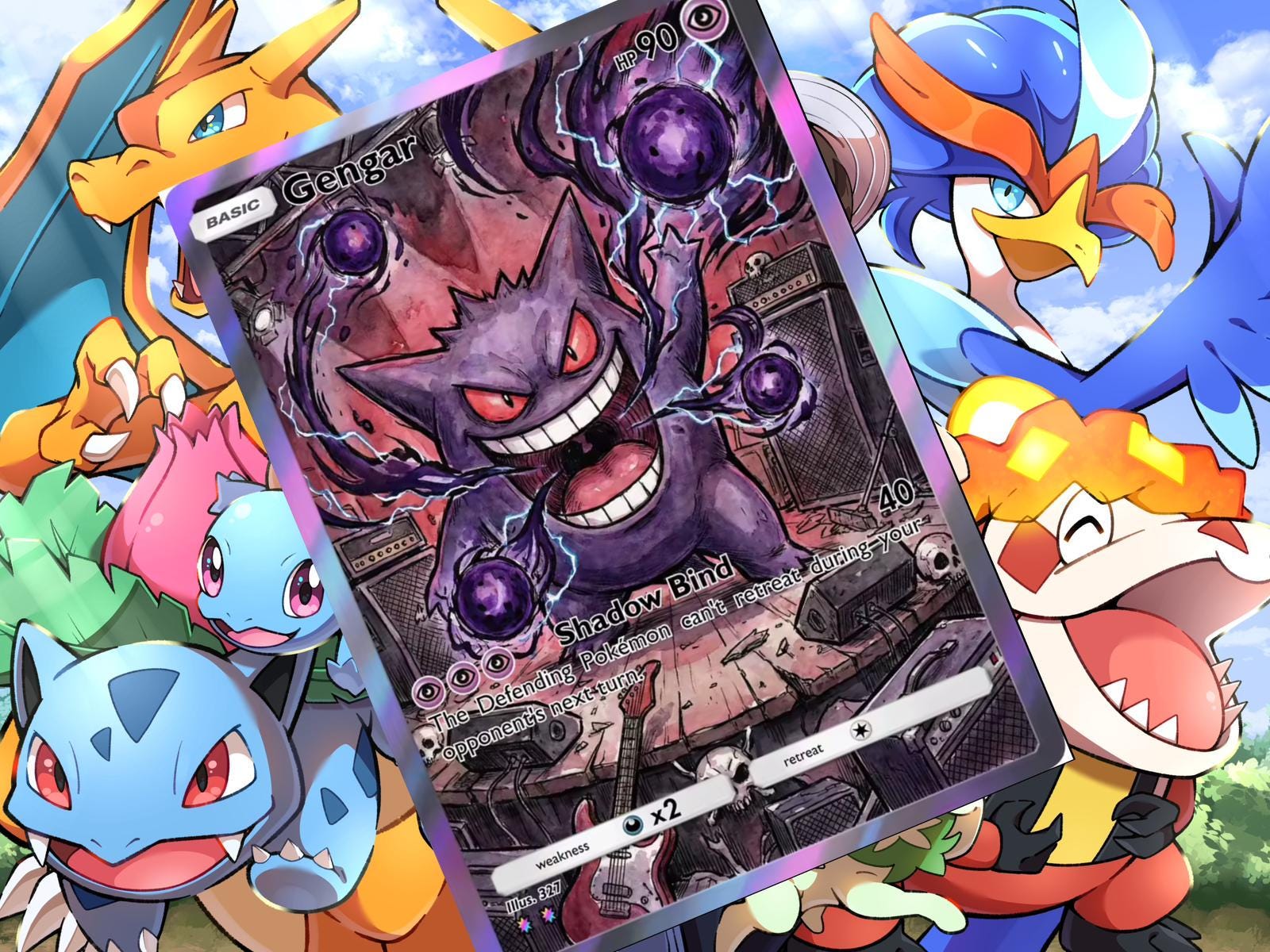 Gengar V Ex Gx Vsstar Pokemon Custom Card Holographic - Etsy