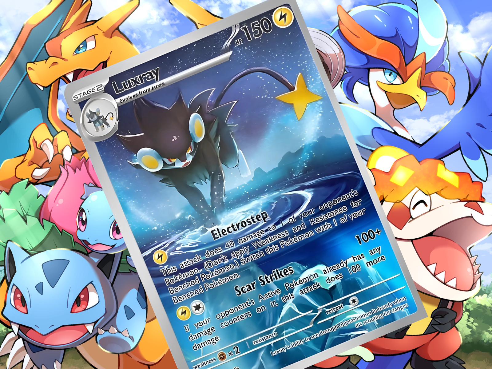 Luxray V Ex Gx Vstar Pokemon Custom Card Holographic - Etsy
