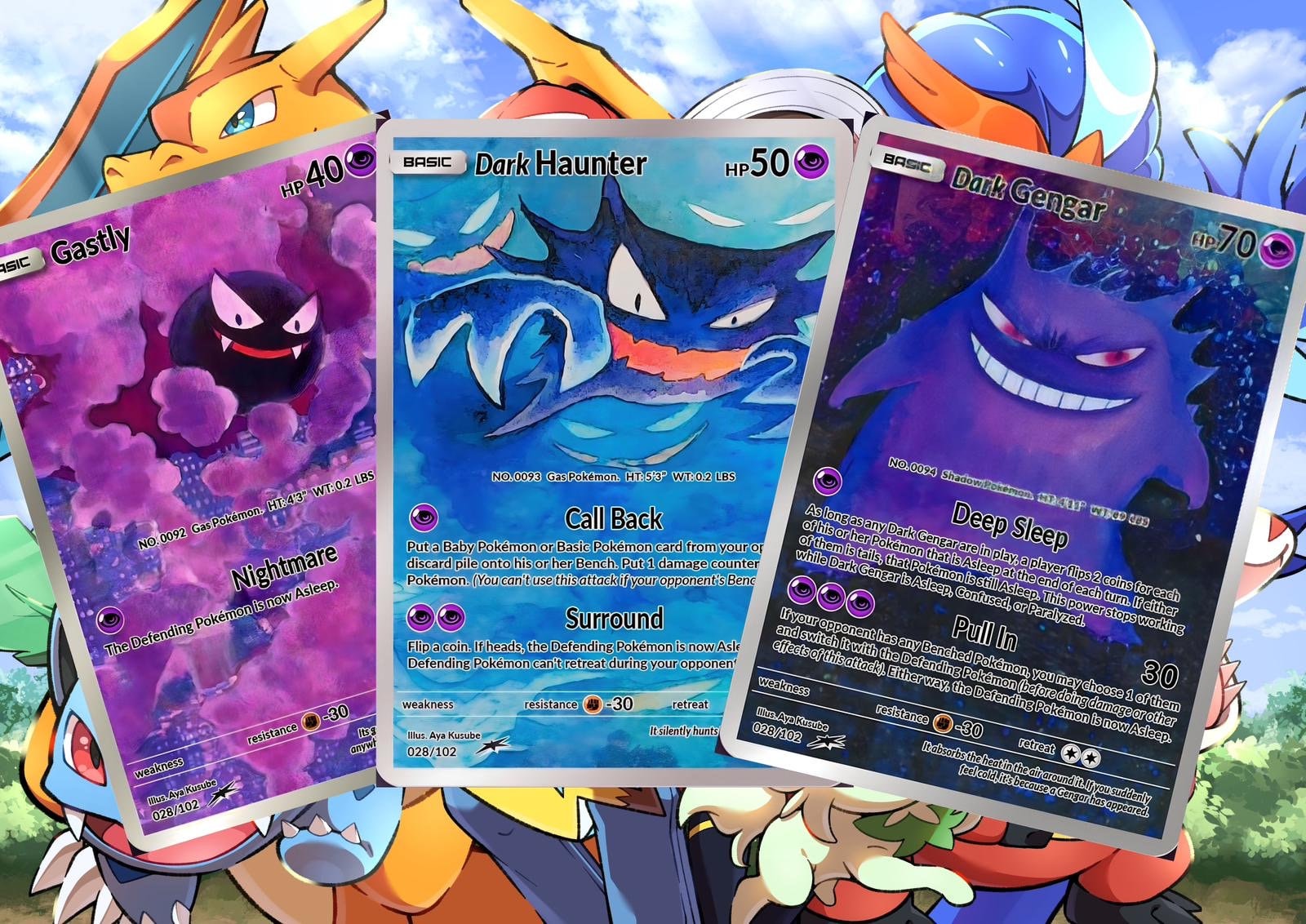 Dark Gastly Haunter Gengar Ex Gx V Vstar Pokemon Custom Card