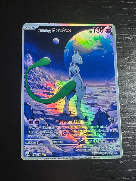 Shining Mewtwo V Ex Gx Vstar Pokemon Custom Card Holographic