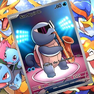 Sax Squirtle gx vstar ex Pokemon benutzerdefinierte Karte holographisch