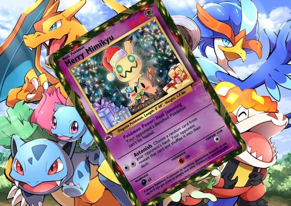 mimikyu pokemon card Merry Mimikyu Vmax Vstar Gx pokemon custom card holographic