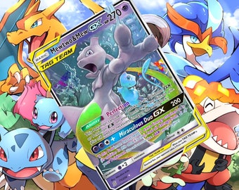 Mewtwo Mew Gx V Ex vstar custom card holographic