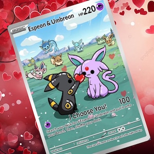 Carte Pokémon personnalisée holographique Mentali et Noctali GX V Vstar Ex Tag Team