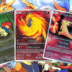 Dark Cyndaquil Quilava Typhlosion gx V vstar pokemon custom card holographic