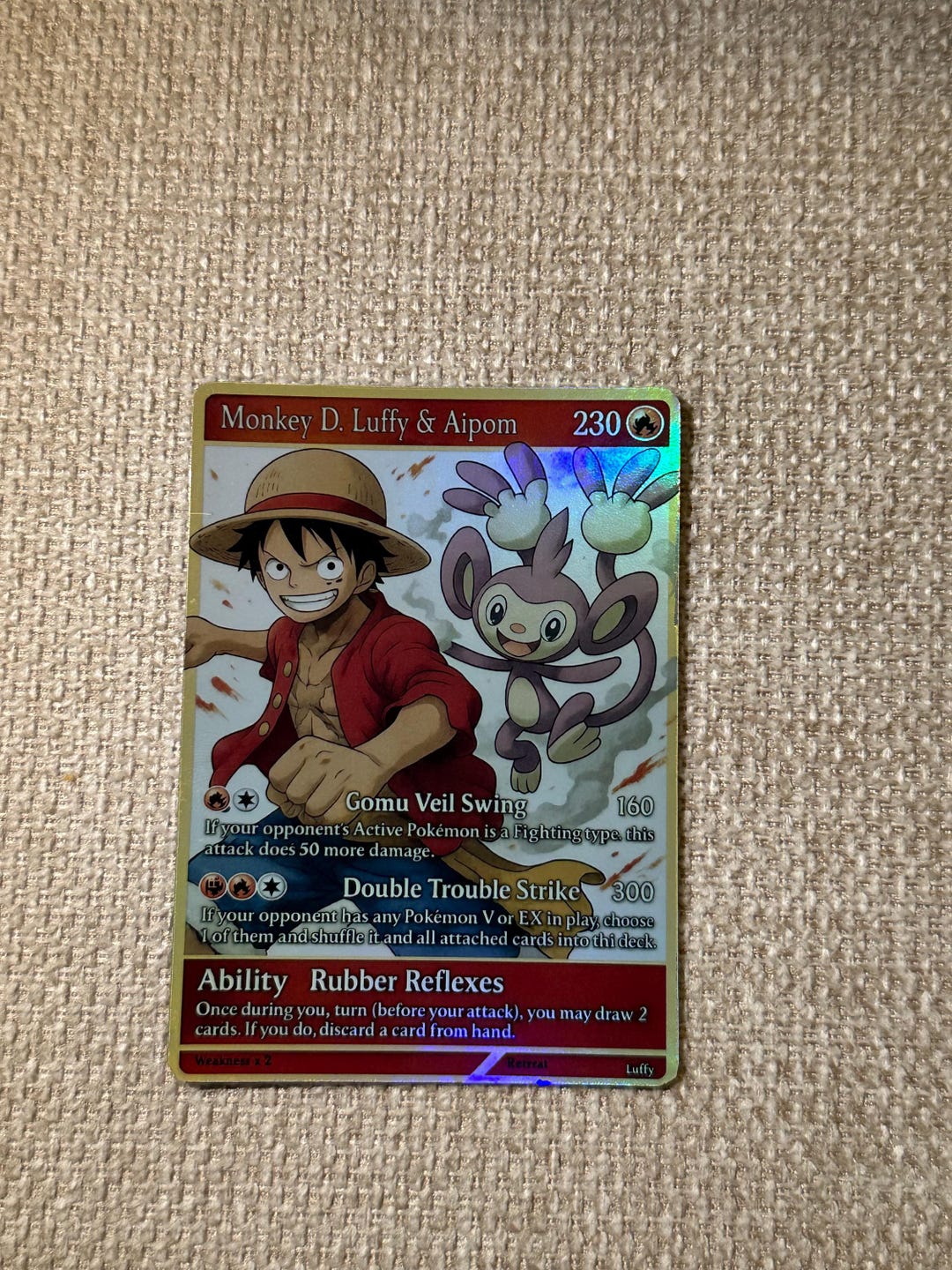 モンキー・D・ルフィ＆エイパム ワンピース×ポケモン カスタムカード
