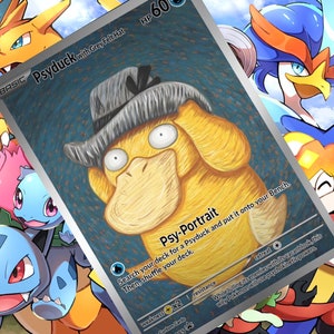 Psyduck com chapéu de feltro cinza gx V vsstar pokemon carta personalizada holográfica
