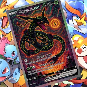 Rayquaza Ex gx V Max vstar pokemon anpassat kort holografiskt