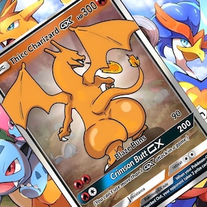 Thicc Charizard gx vsstar pokemon carte personnalisée holographique