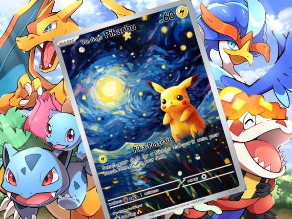Van Gogh Pikachu V Ex Gx Vstar Pokemon Custom Card Holographic