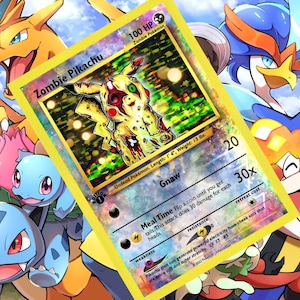zombie pikachu pokemon card  Pen And Marker Commemorate your favorite tabletop game with this Pikachu 2023 Pokemon Crown Zenith Holo Rare #GG30 PSA Authenticated 9 Card Zombie Pikachu Custom Art Card