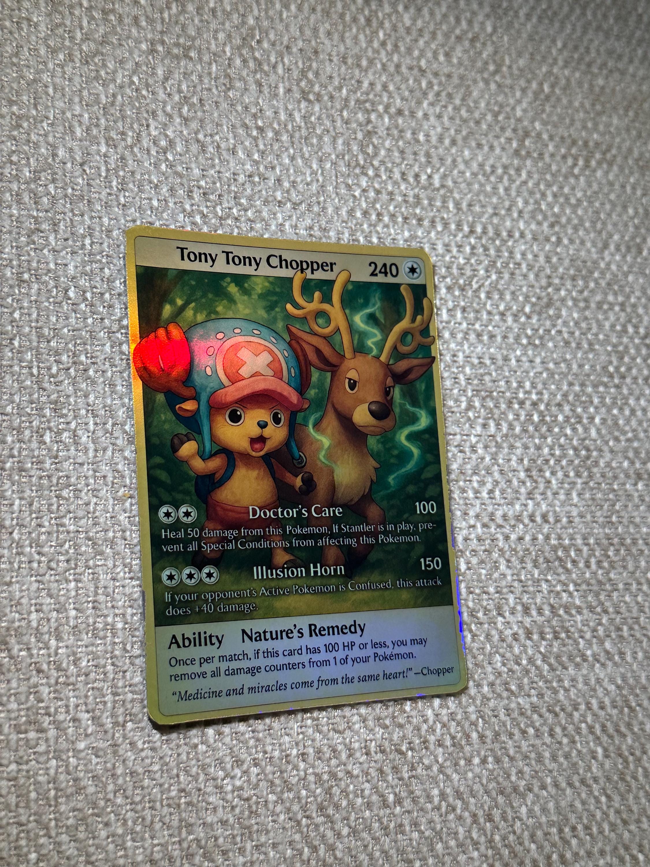 Tony Tony Chopper One Piece X Pokemon Custom Card Holographic - Etsy Tony Tony Chopper One Piece X Pokemon Custom Card Holographic - Etsy