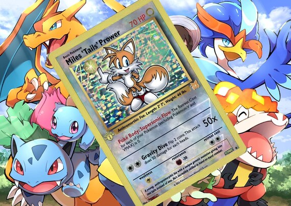 Miles 'Tails' Prower pokemon custom card holographic