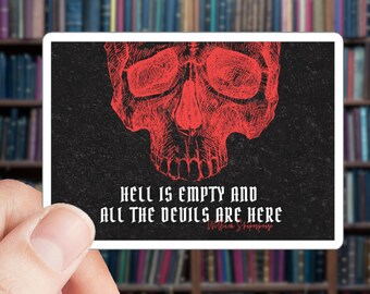 Gothic Skull Sticker: Shakespeare Quote, Macabre Halloween Decor