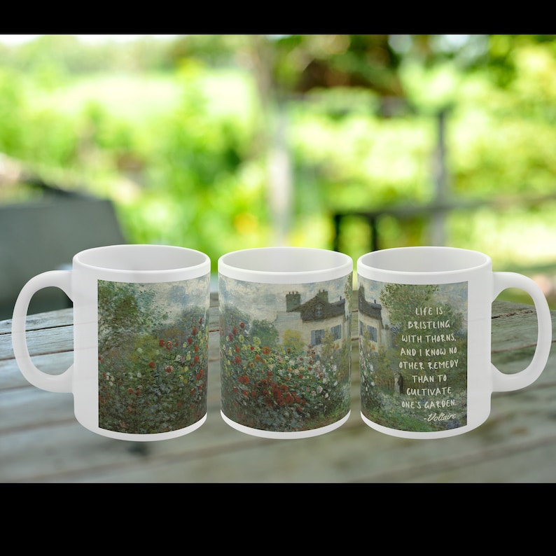 Claude Monet's Garden Voltaire Quote Cultivate Your Garden Ceramic Mug ...