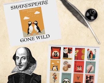 2026 Shakespeare Gone Wild Wall Calendar Fun Literary Wildlife Plays Drama Nerd Theatre Kid Classics Stage Art Child's Room Decor Animals