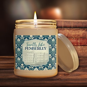 Pemberley Scented Candles - Literary Decor for Jane Austen Fans, Smells Like Pemberley, Pride and Prejudice Gift, Mr Darcy, Elizabeth Bennet