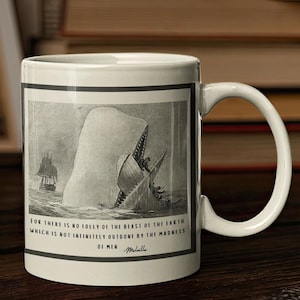 Moby Dick Herman Melville Quote Mug, Literary Lover, Witty Bookish Classical Literature Gift for Bookworm, The Whale Coffee Cup