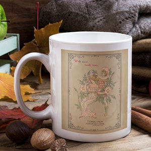 Shakespeare&#39;s Garden Mug Christmas Gift for Gardener Literary Garden Lover Shakespeare Quote Mug Musk Rose Wildflowers Book Lover Literature