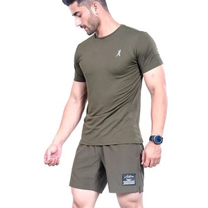 Astire Olive Green Signature Shirt, T Shirt, Gym t shirt, Short Sleeve Swoosh Graphic Workout Active Gym T-Shirt