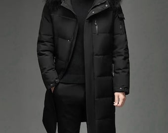 Parkas largas con capucha de pato blanco para hombre, chaqueta gruesa de plumón, abrigo cálido de invierno, novedad de 2023