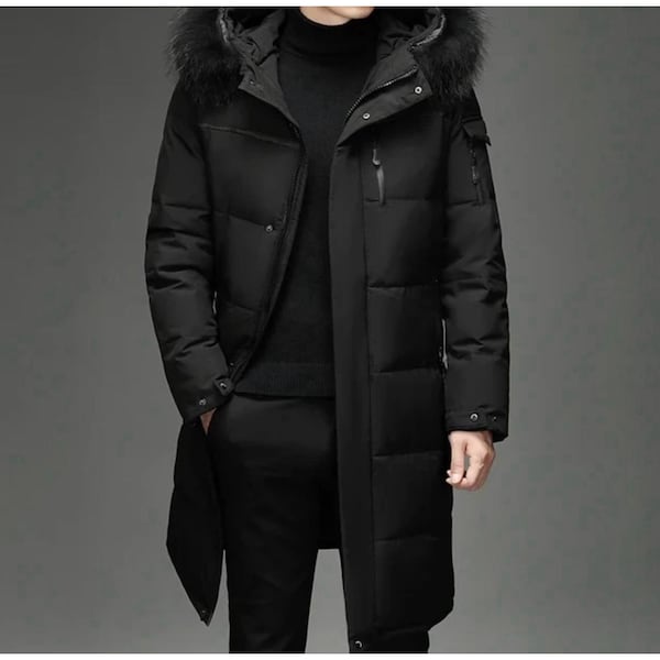 2023 New Male Fashion Long White Duck Hooded Down Parkas Men's Thickened Down Jacket -30 Winter Warm Down Coat