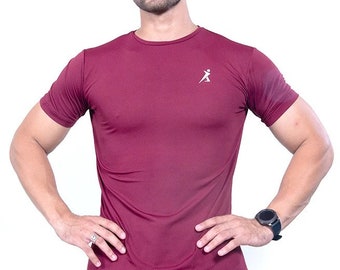 Astire Maroon Signature T Shirt, Mens Gym Wear Singlet Top Training Exercise Sports Vest Body Building T-Shirt