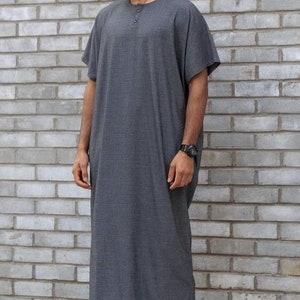 Men's Caftan, Men's Robe, Indian Mens Robe Kaftan, Long Kaftan, Linen Caftan, Unisex Kaftan, Man Kaftan,Man Outfit, Man's Clothing-Gray