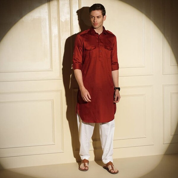 Men pathani kurta maroon and white pyjama, maroon salwar kameez for men, wedding kurta for Men, ethnic mens wear/wedding wear outfit for men