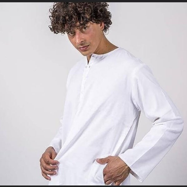 Men's Best Indian Yoga Kurta Pajama Altimate Item 100%Cotton Good And Best Quality Kurta Pajama Set Solid Color White Meditation Suits