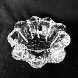 Vintage Signed Daum France Crystal Salt Cellar - Modernist Open Salt Dish 2.5"