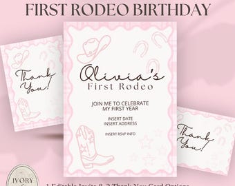My First Rodeo Birthday Invitation & Thank You Card Bundle