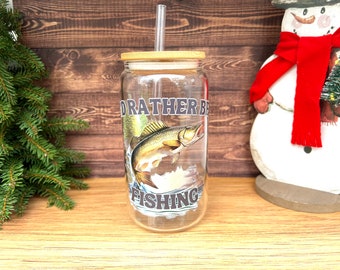 16oz I'd Rather Be Fishing Glass Can